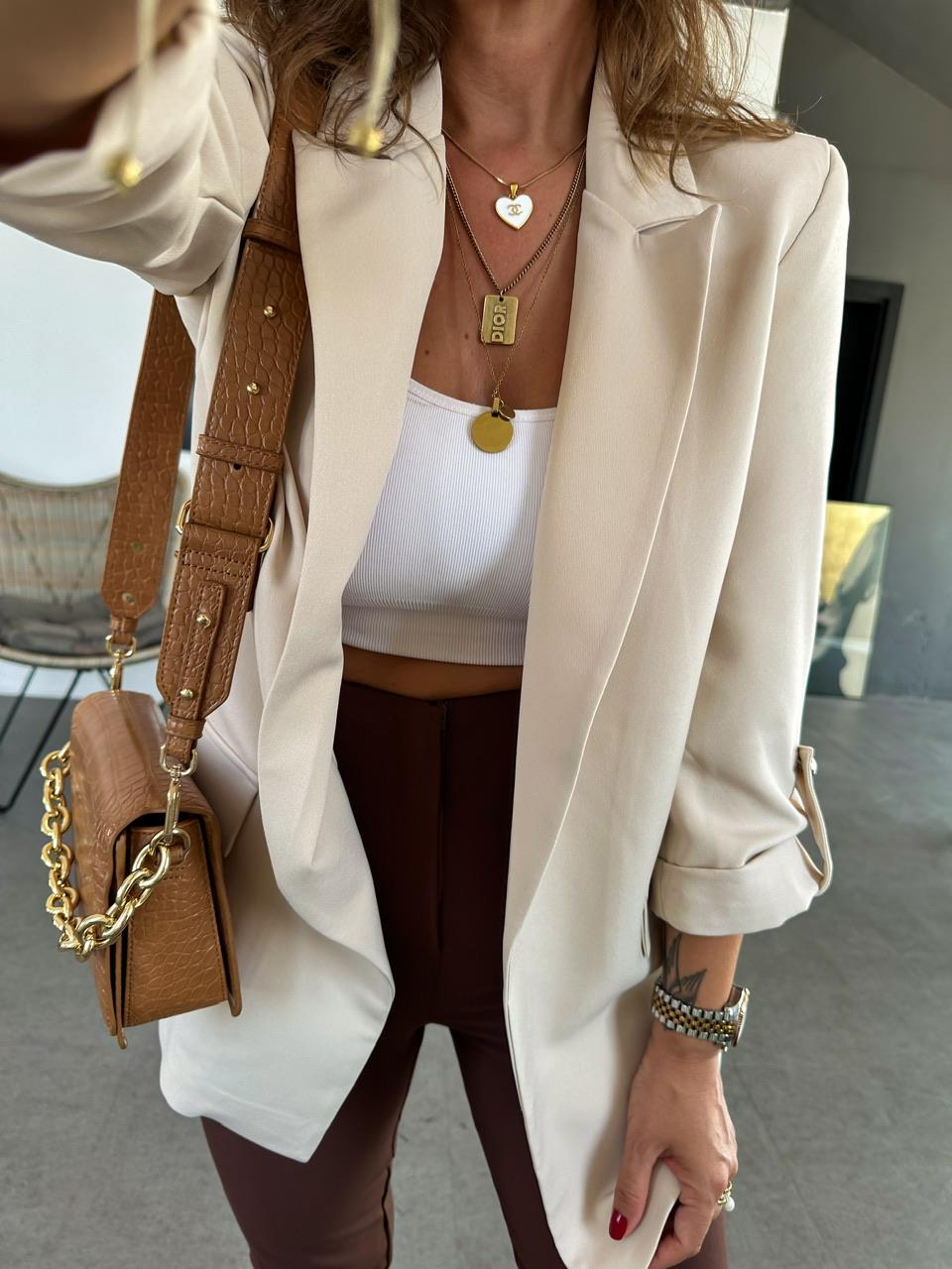 Taş Manşet Kollu Blazer Ceket