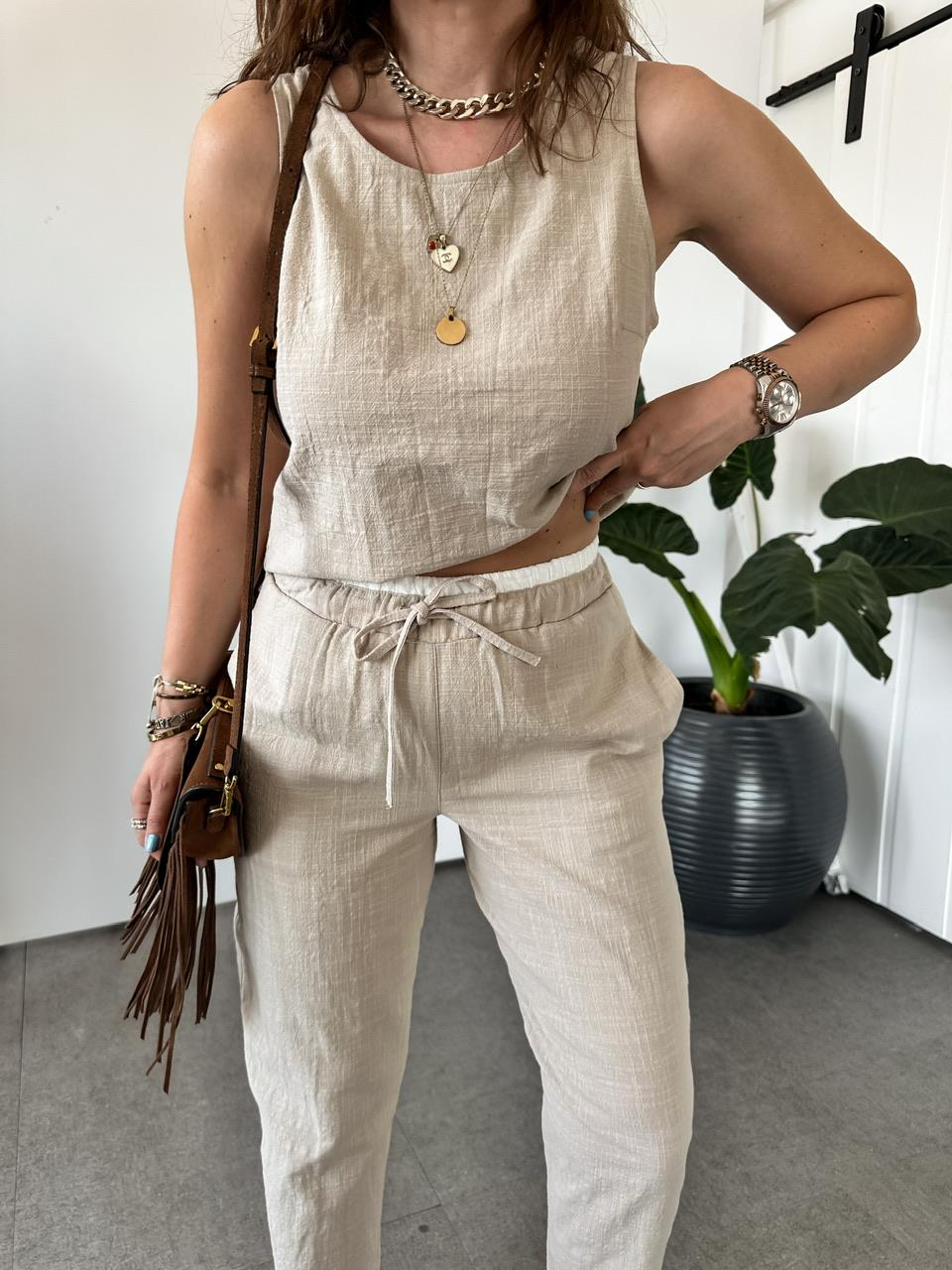 Taş Naturel Bluz Pantolon Takım