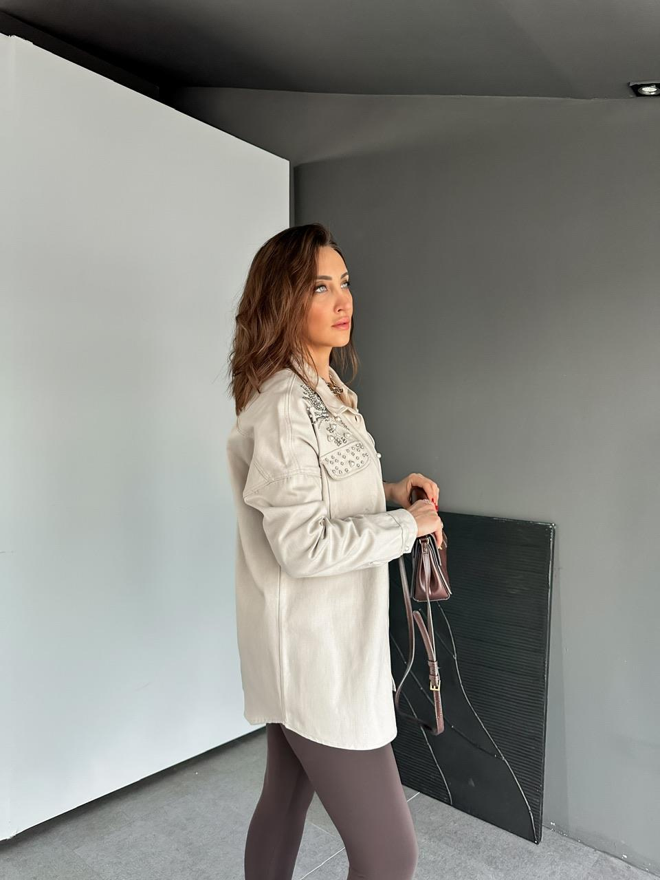 Taş Omuzları İnci Ve Taşlı Ceket