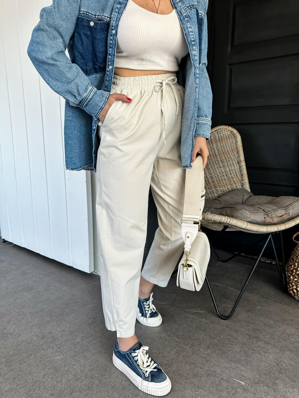 Taş Paça Detaylı Cotton Pantolon