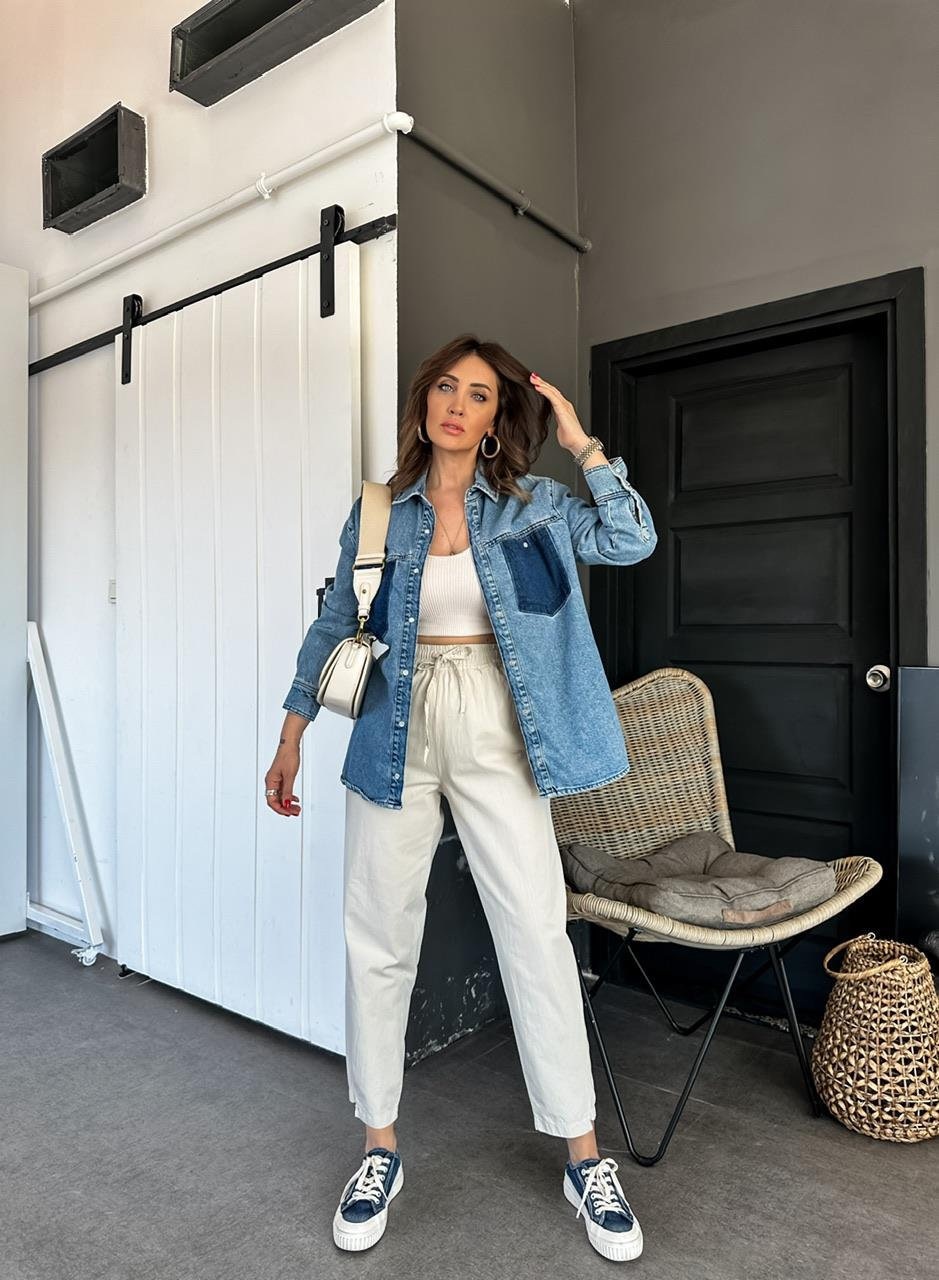 Taş Paça Detaylı Cotton Pantolon