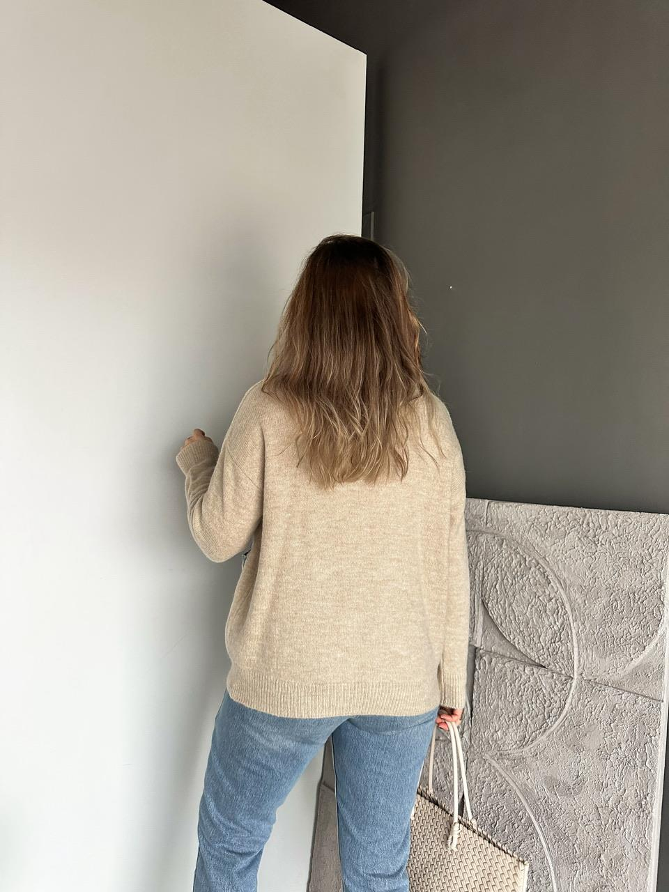 Taş Patchwork Nakışlı Kot Parçalı Hırka