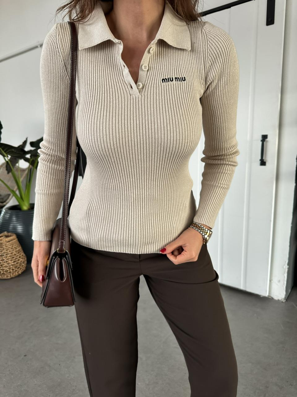 Taş Polo Yaka Miu Kazak