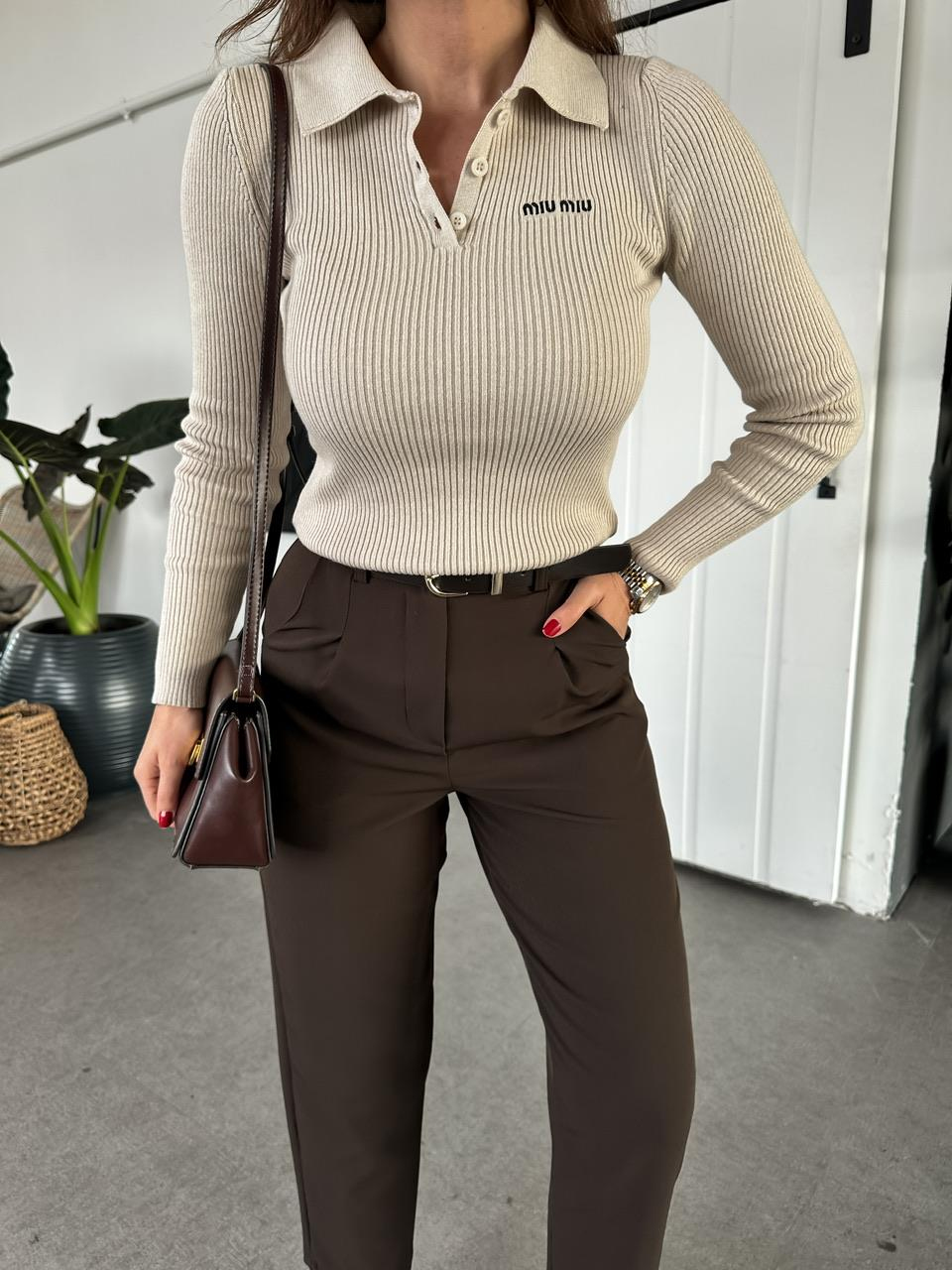 Taş Polo Yaka Miu Kazak