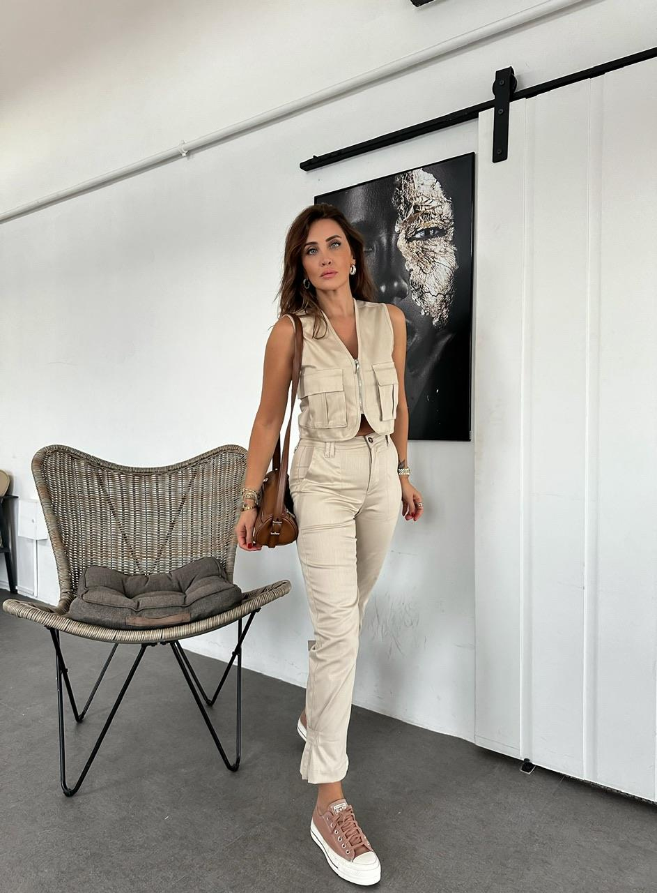 Taş Safari Paçası Kemerli Takım