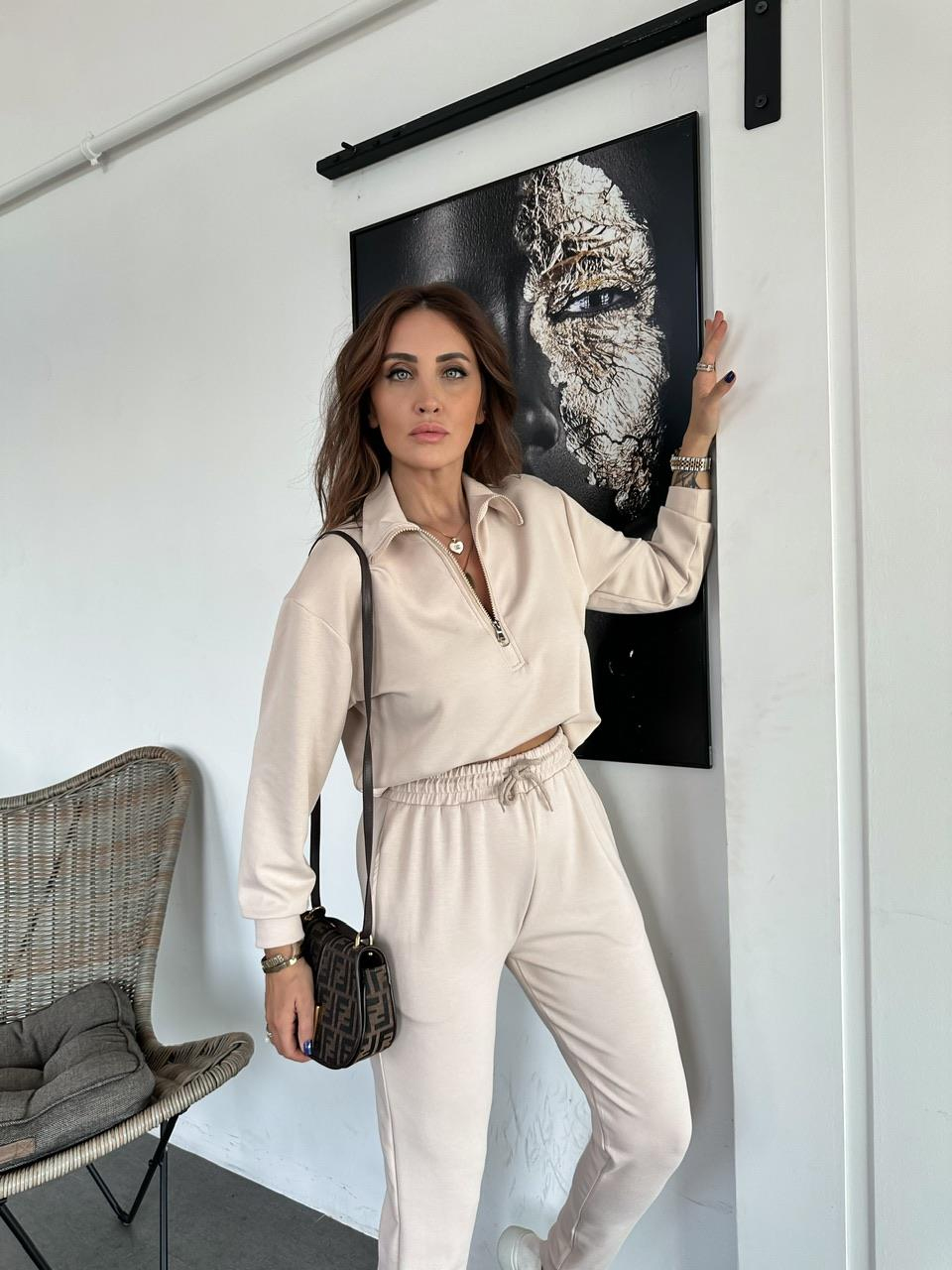Taş Yakası Fermuarlı Modal Eşofman Takım