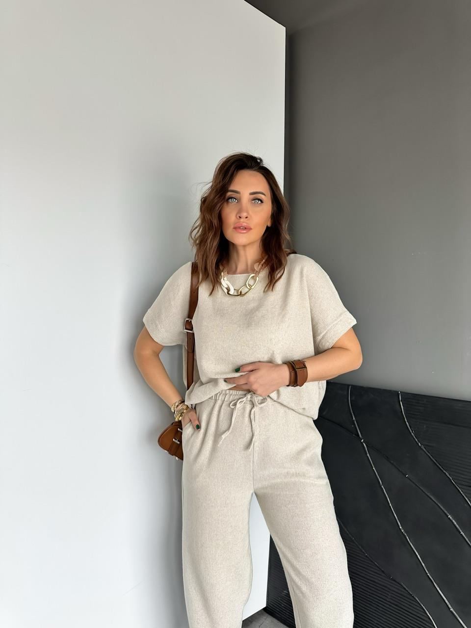 Taş Yarasa Kollu Naturel Takım
