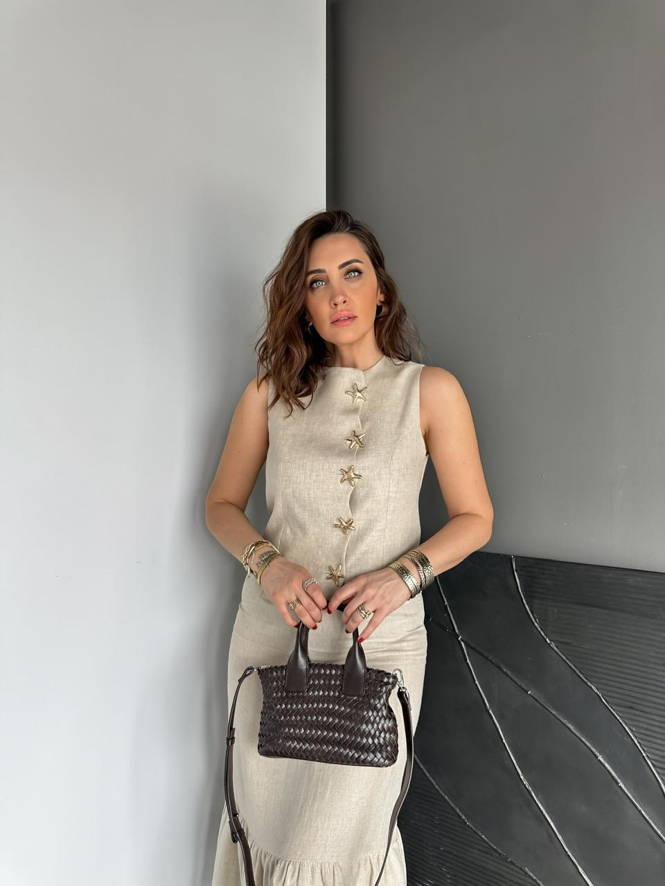 Taş Yıldız Düğmeli Keten Takım