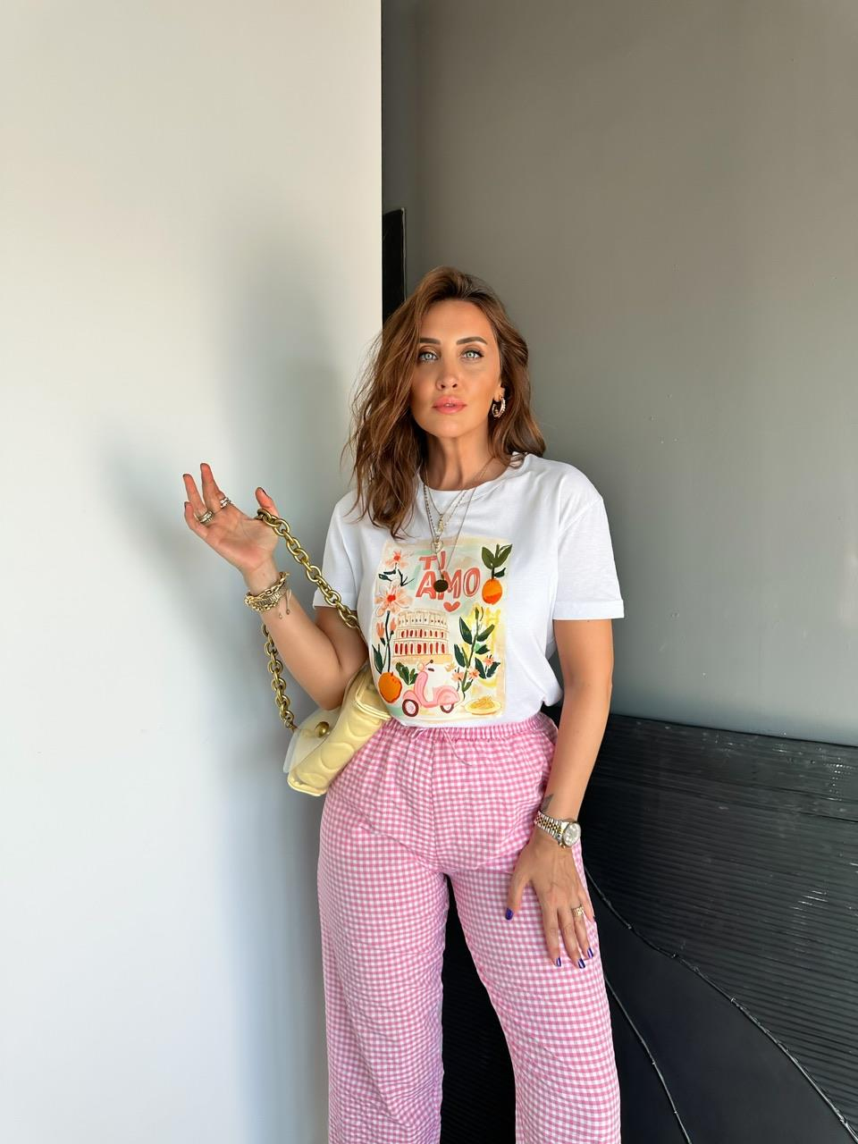 Ti Amo Çiçek Baskılı Tshirt