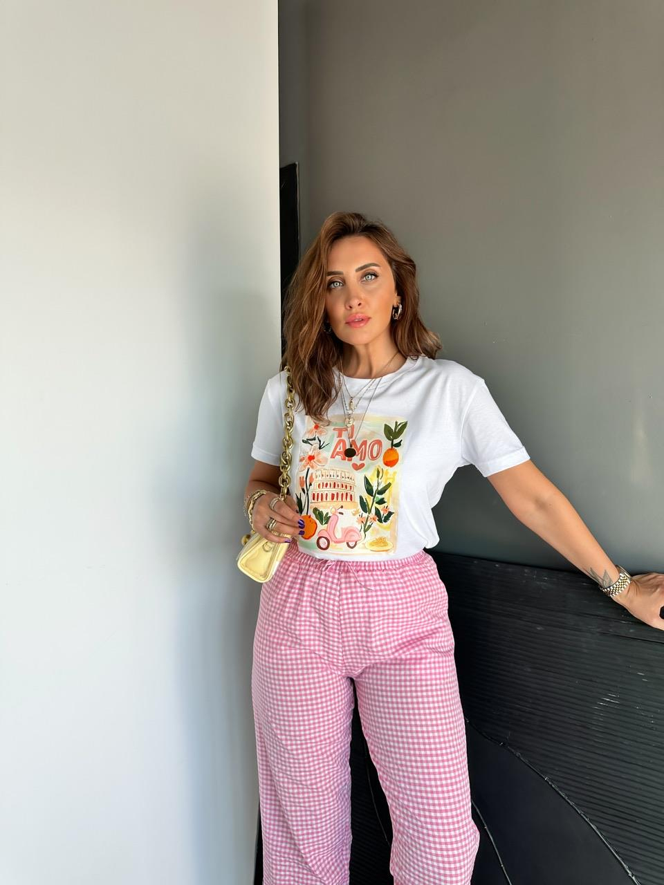 Ti Amo Çiçek Baskılı Tshirt