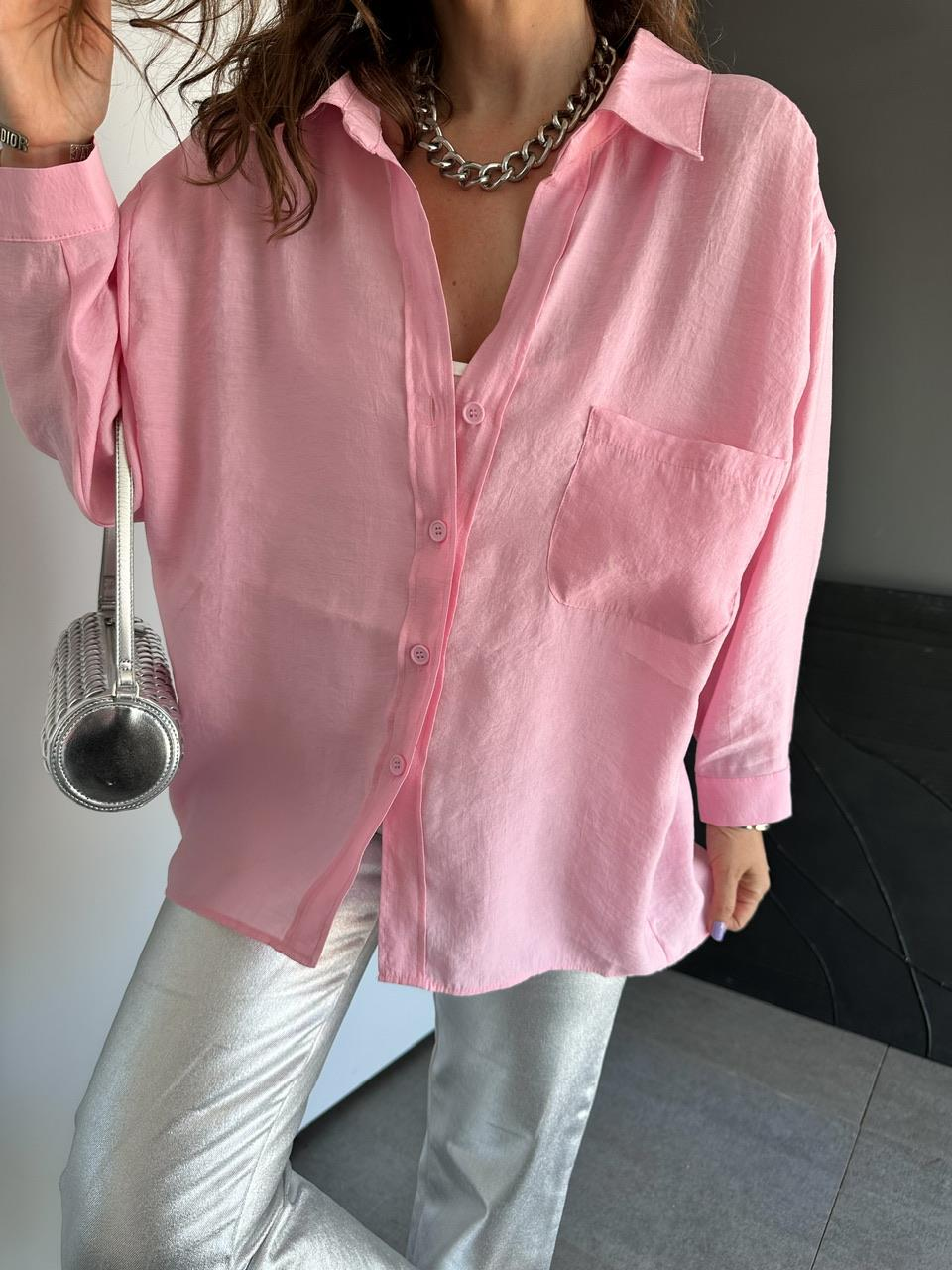 Toz Pembe Tek Cepli Salaş Soft Gömlek