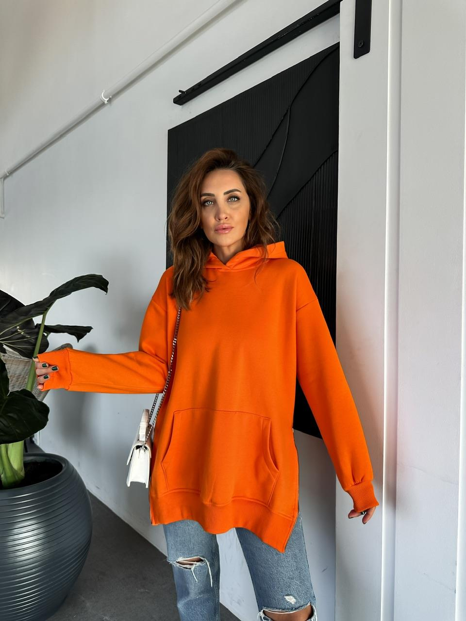 Turuncu Kenarları Fermuarlı Sweatshirt