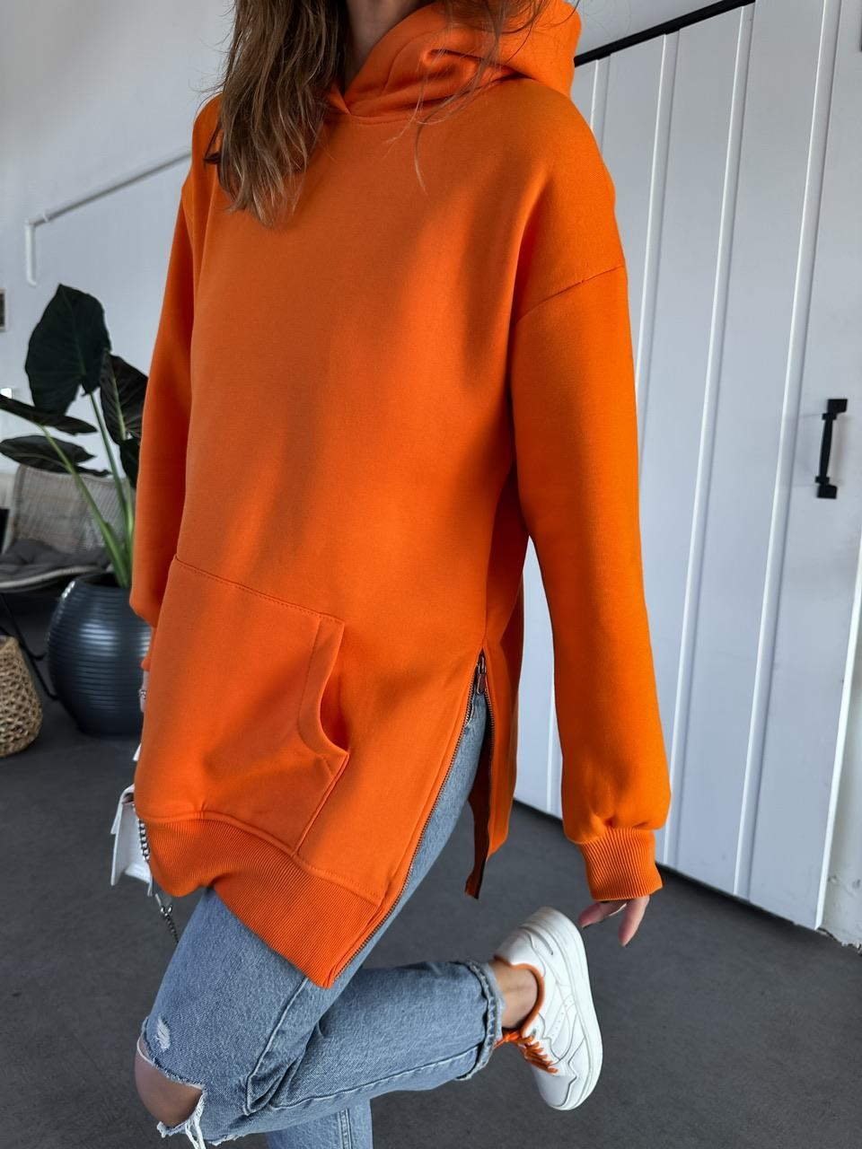 Turuncu Kenarları Fermuarlı Sweatshirt