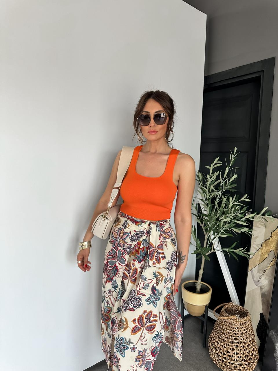Turuncu Triko Halter Crop