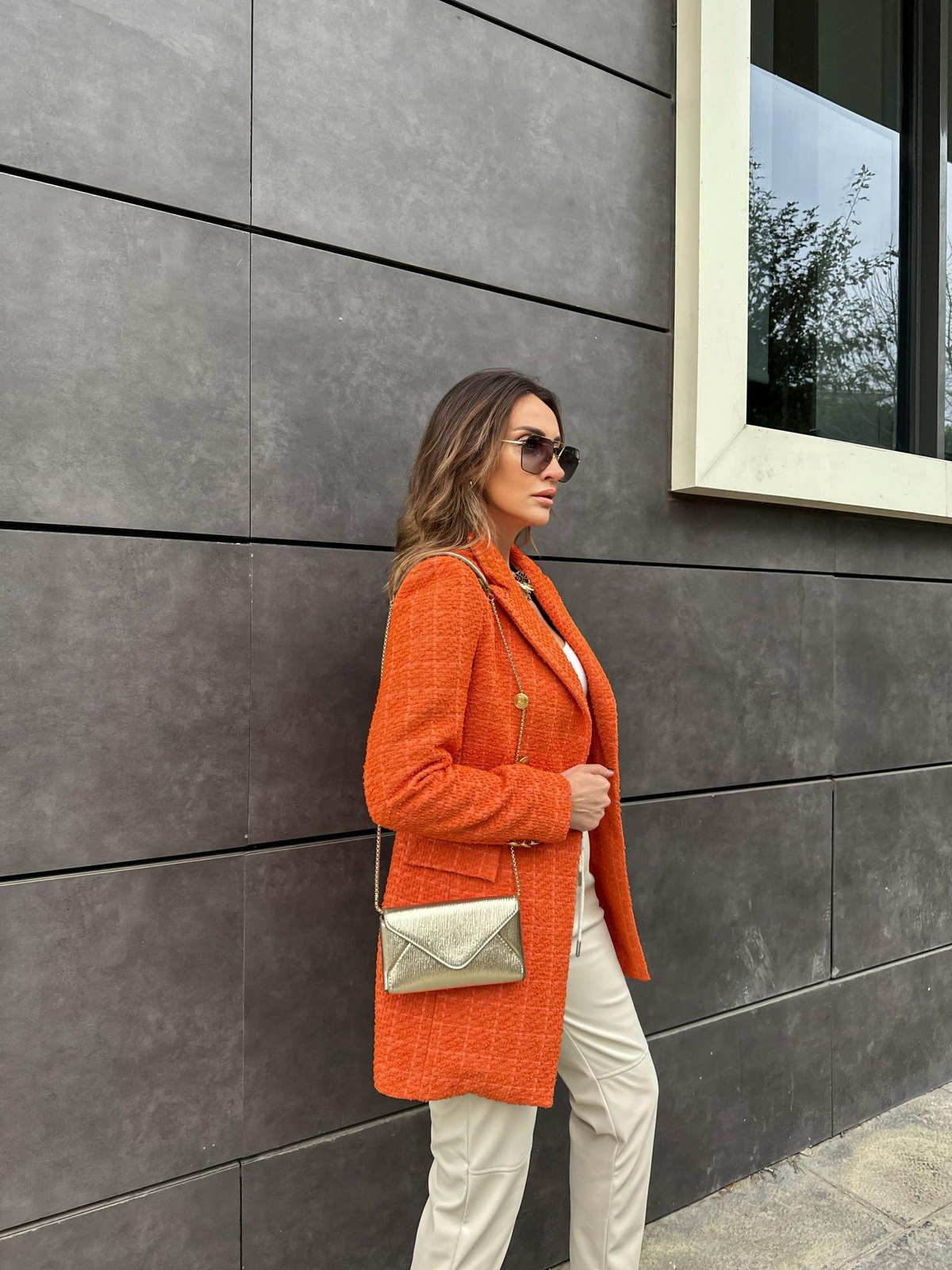 Turuncu Tüvit Blazer Ceket