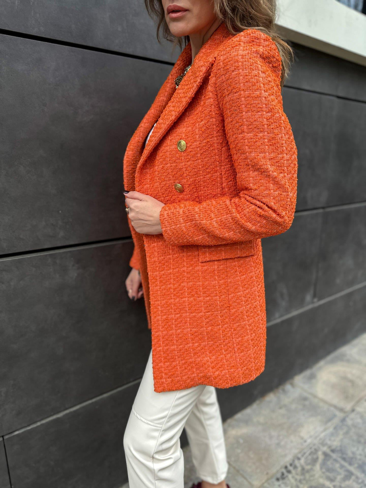 Turuncu Tüvit Blazer Ceket