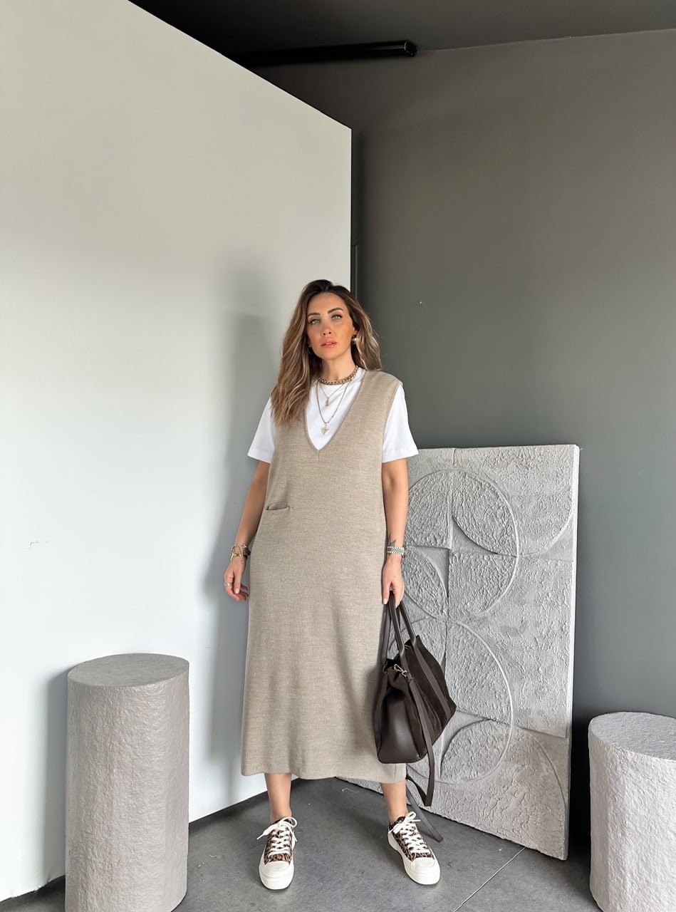 Vizon Marka Model Cepli Triko Elbise
