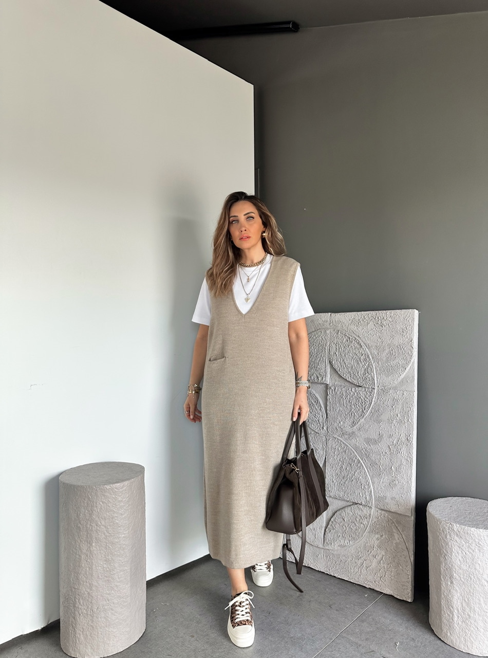 Vizon Marka Model Cepli Triko Elbise