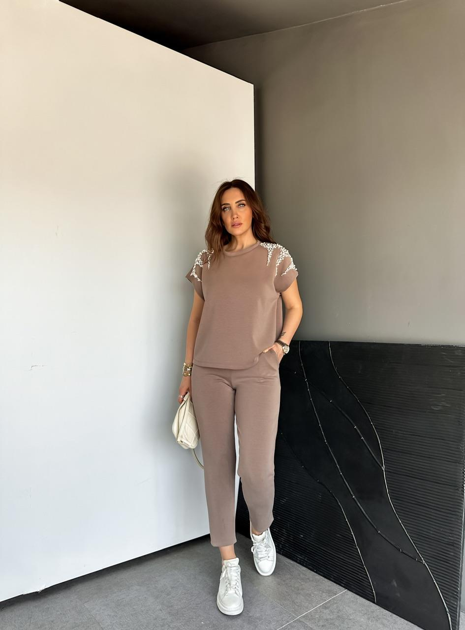 Vizon Omuzları İncili Premium Modal Takım