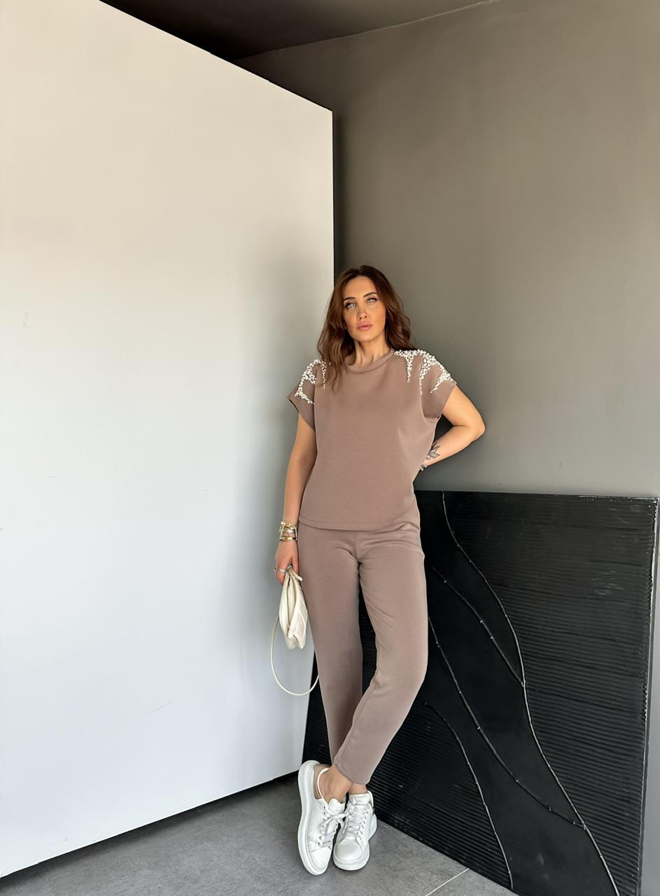 Vizon Omuzları İncili Premium Modal Takım