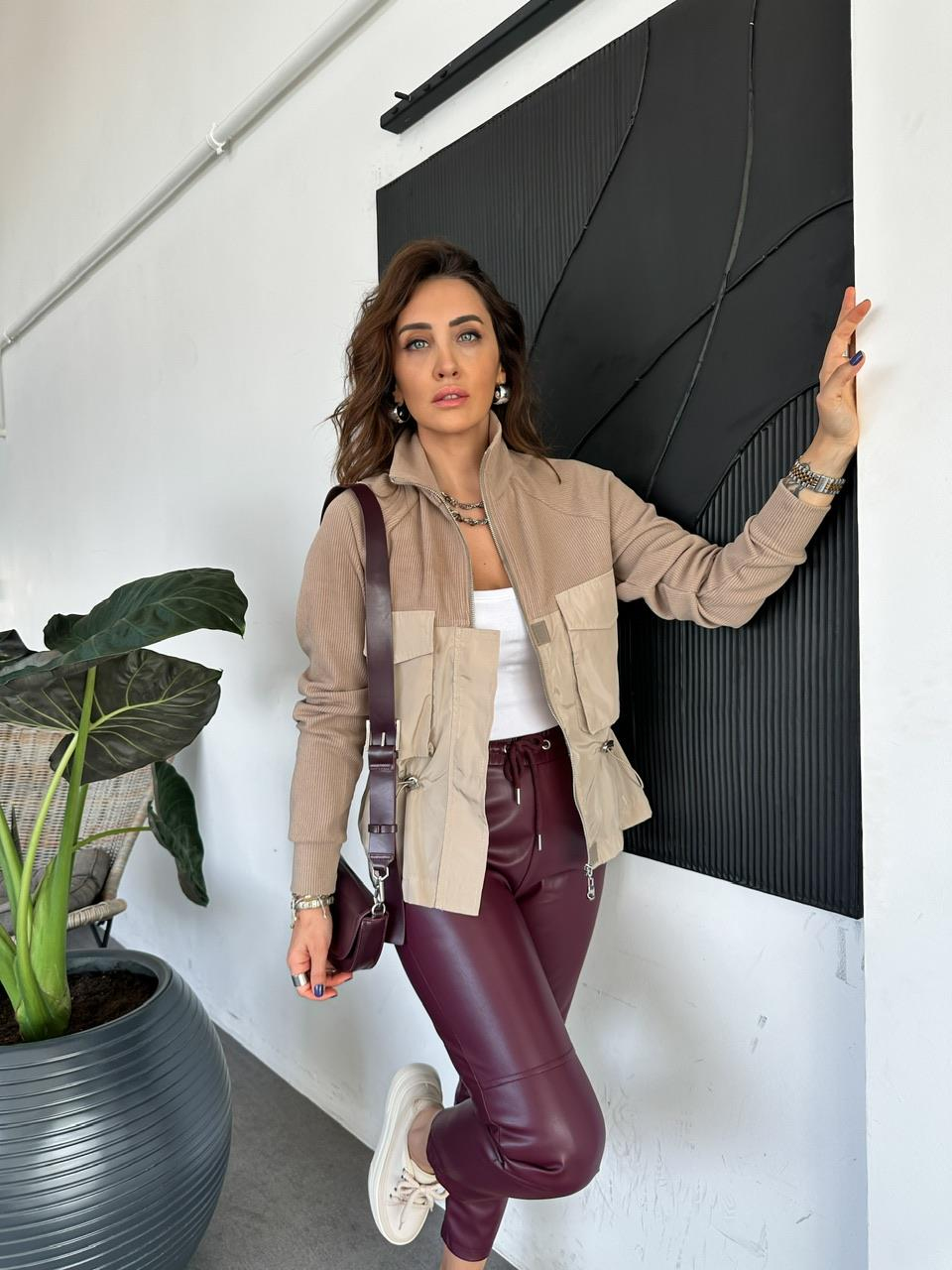Vizon Paraşüt Detaylı Fermuarlı Sweatshirt