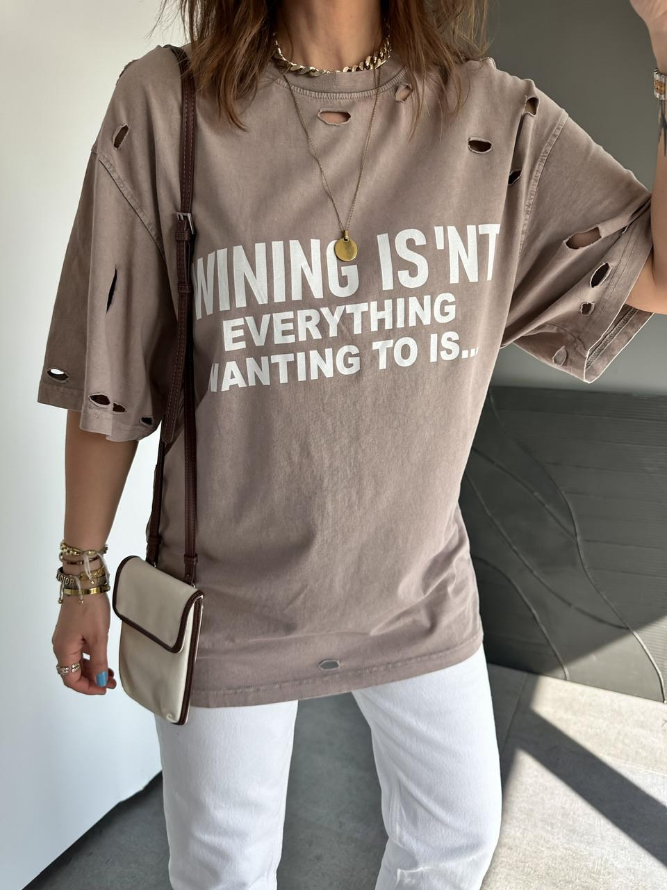 Vizon Yırtık Detaylı Winng Tshirt