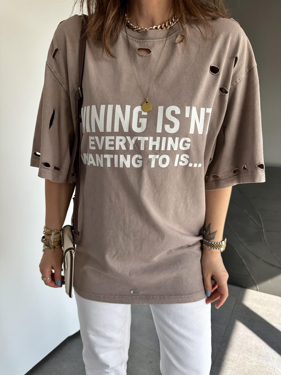 Vizon Yırtık Detaylı Winng Tshirt