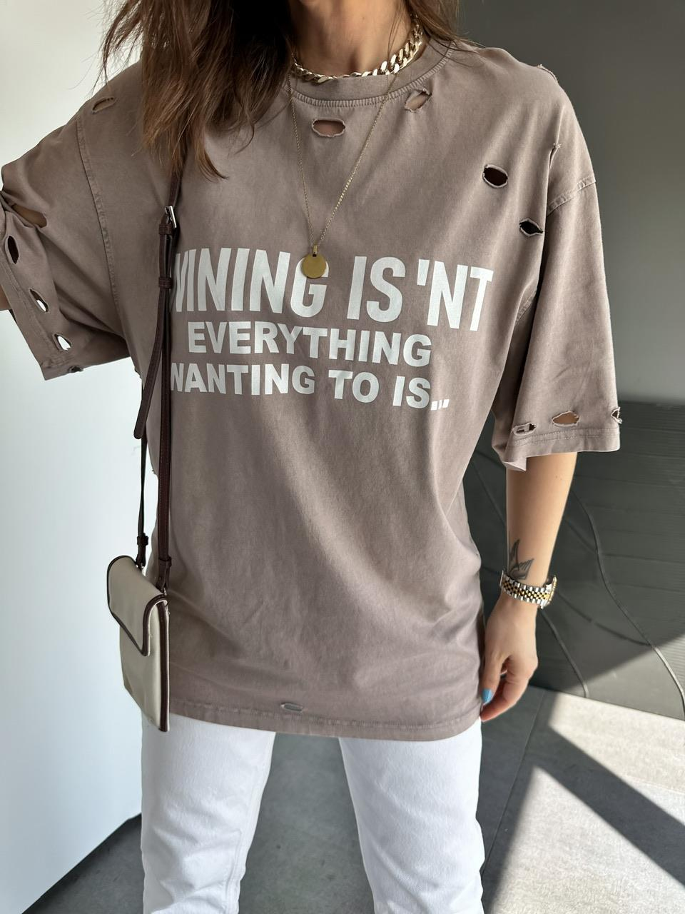 Vizon Yırtık Detaylı Winng Tshirt