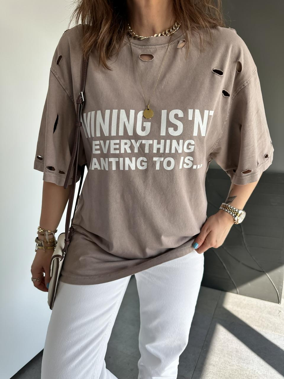Vizon Yırtık Detaylı Winng Tshirt