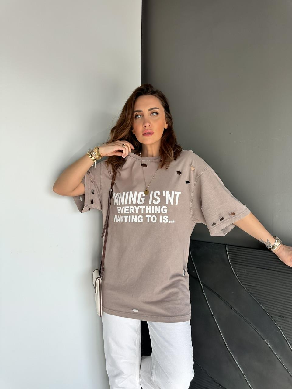 Vizon Yırtık Detaylı Winng Tshirt