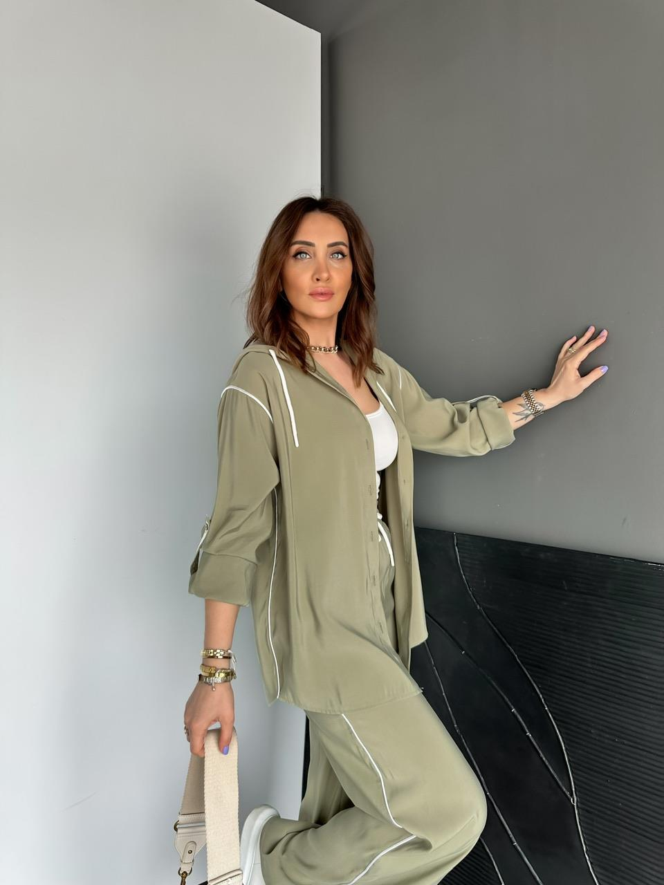 Yeşil Biyeli Kapşonlu Modal Takım