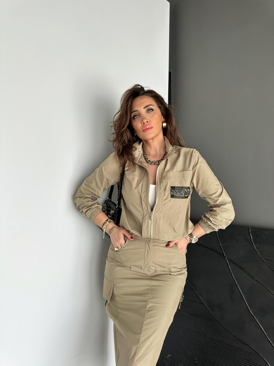 Yeşil Boncuk İşlemeli Etekli Takım