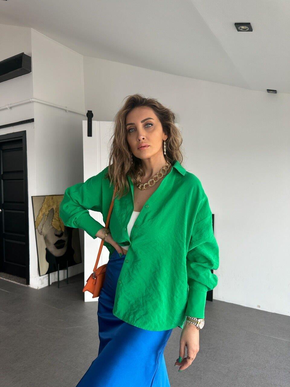 Yeşil Cotton Kumaş  Gömlek