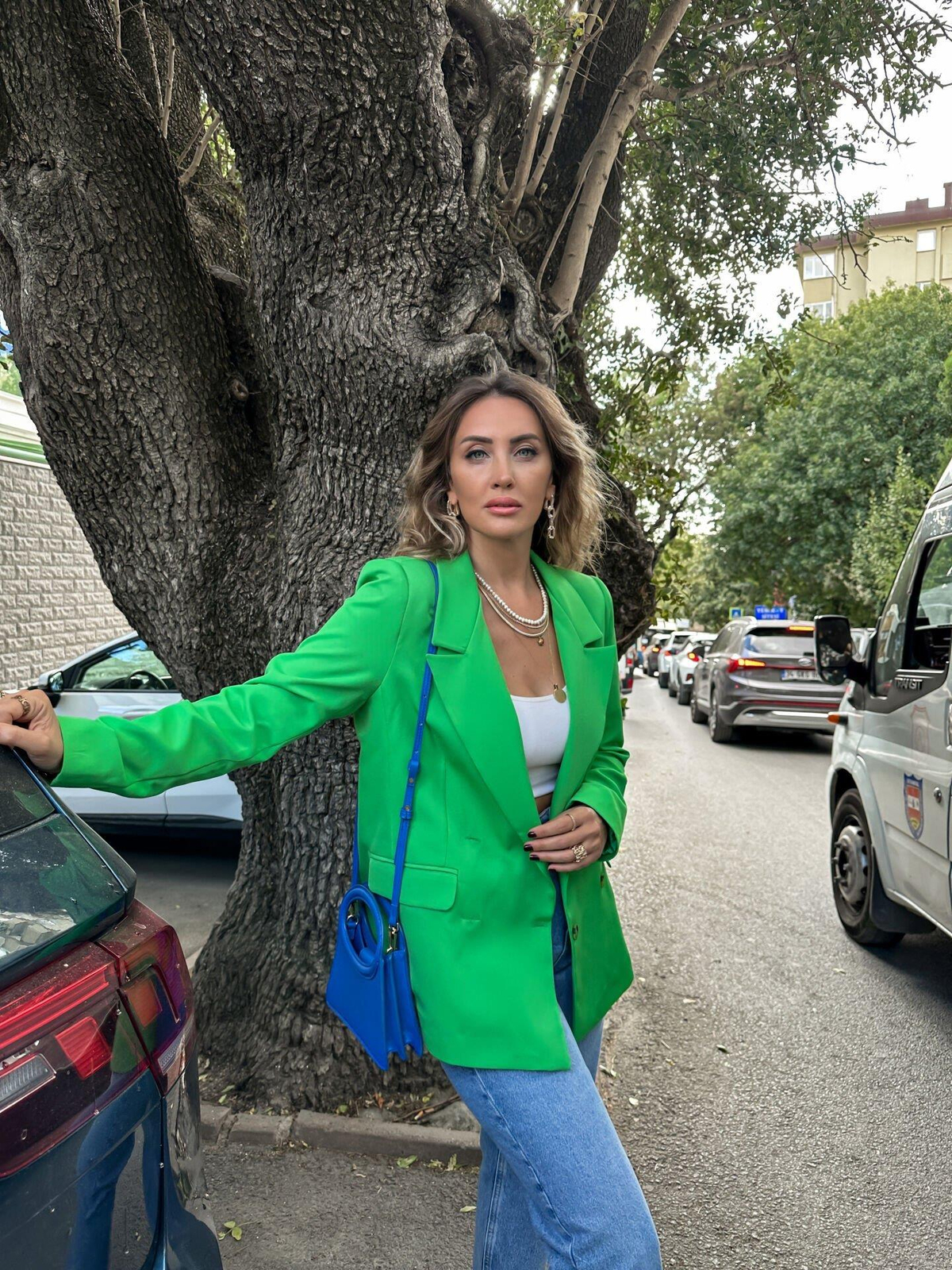 Yeşil Dört Düğme Blazer Ceket