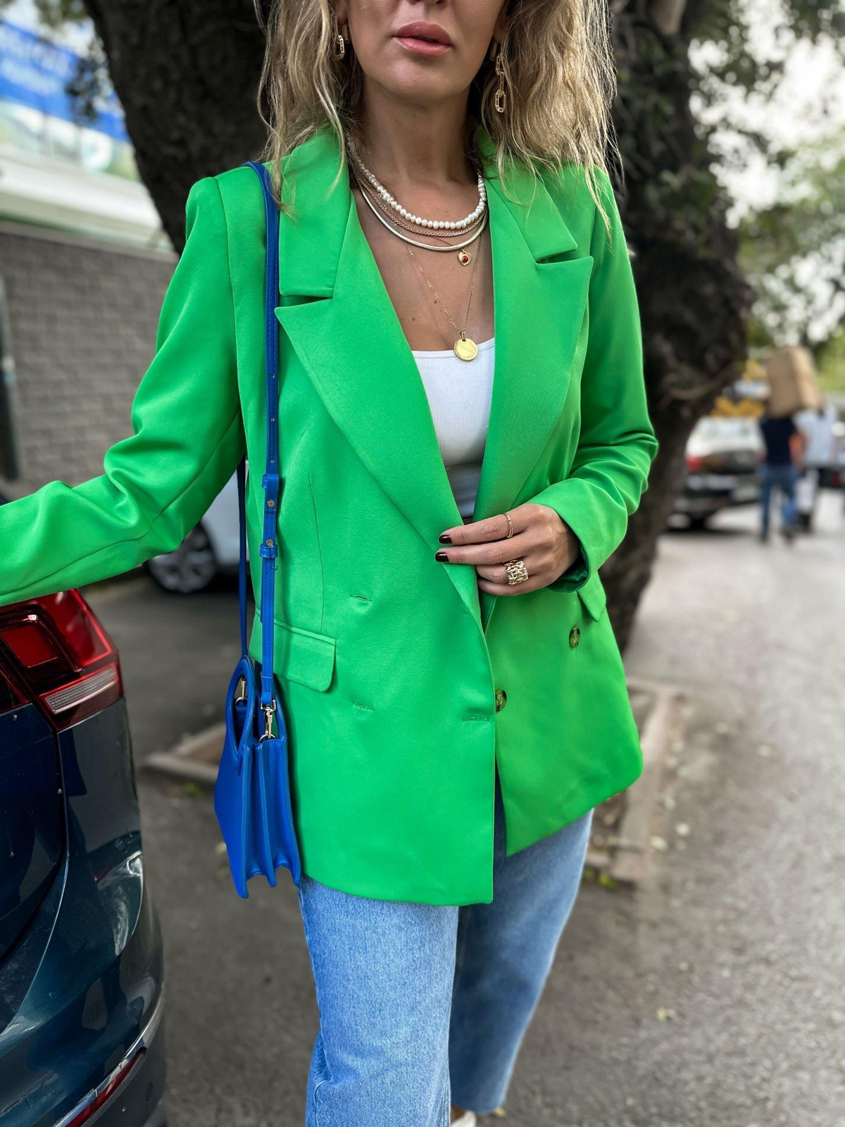 Yeşil Dört Düğme Blazer Ceket