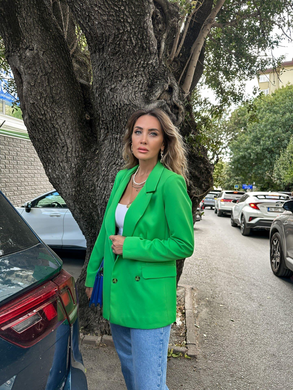 Yeşil Dört Düğme Blazer Ceket