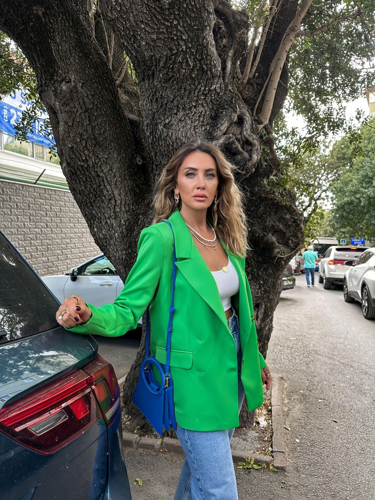 Yeşil Dört Düğme Blazer Ceket