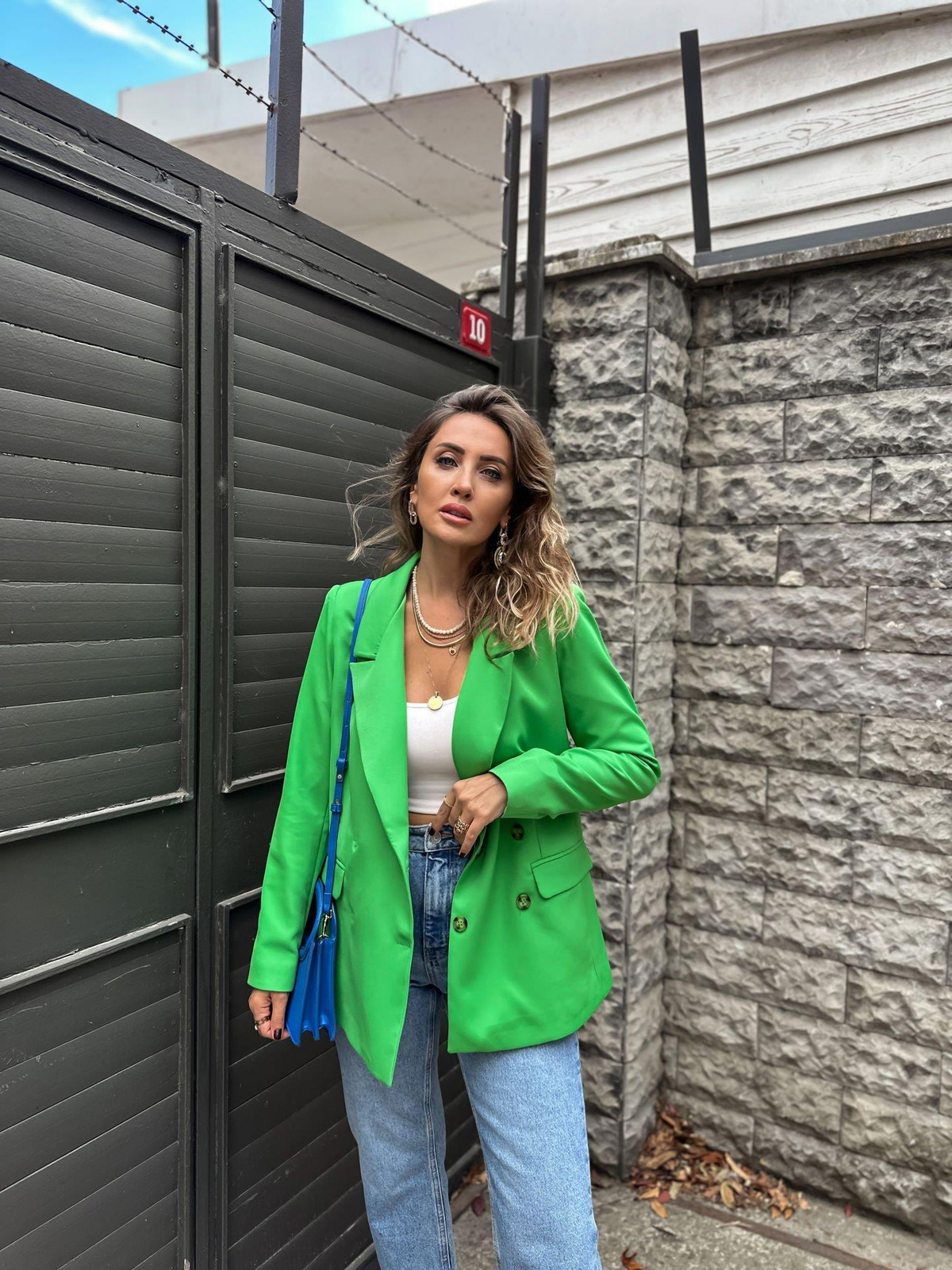Yeşil Dört Düğme Blazer Ceket