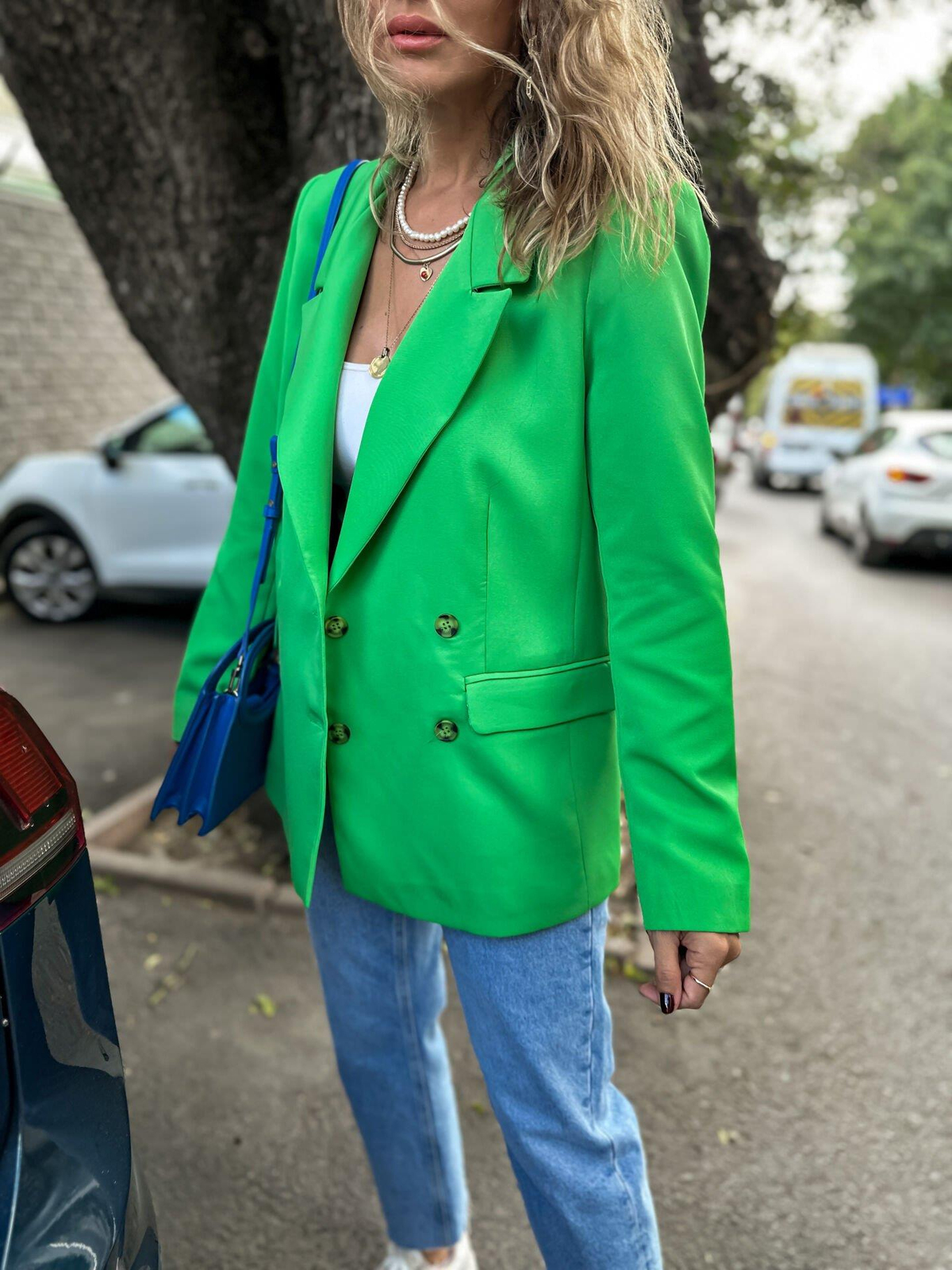 Yeşil Dört Düğme Blazer Ceket