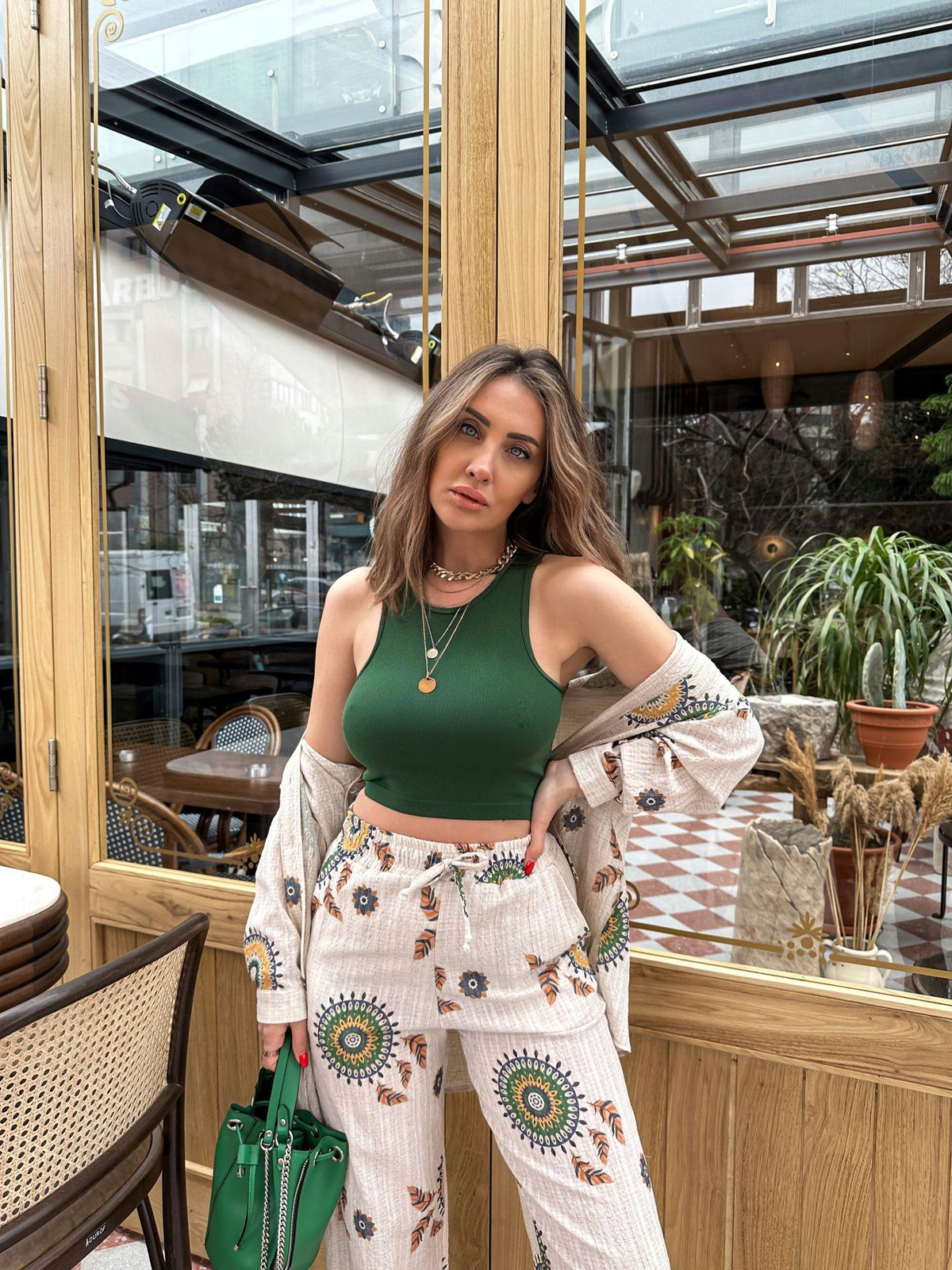 Yeşil Halter Yaka Crop