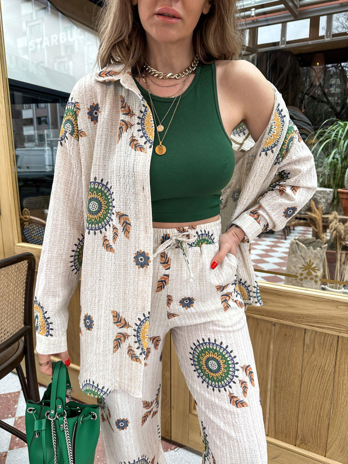 Yeşil Halter Yaka Crop