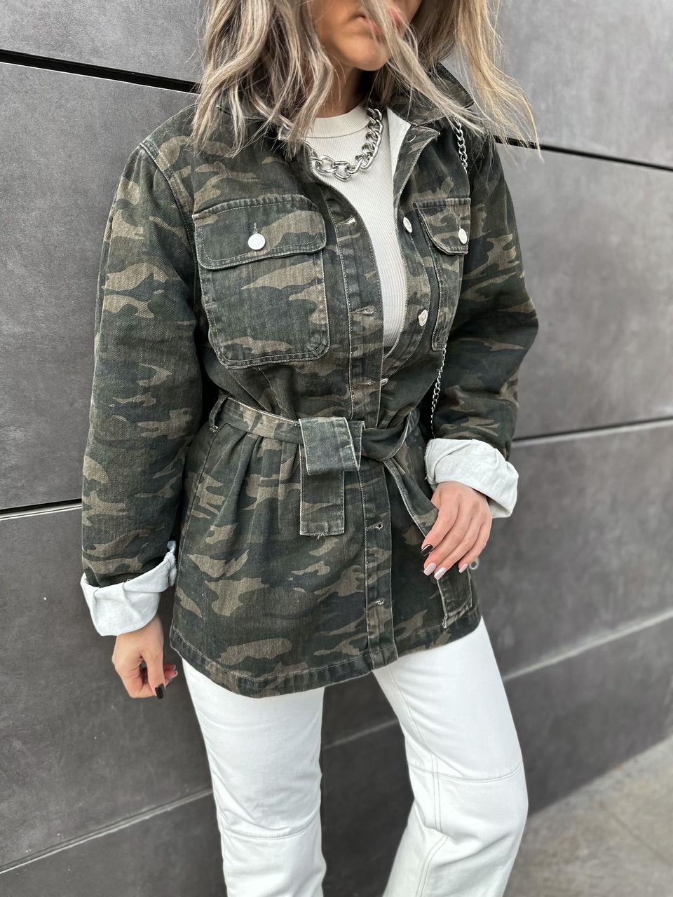Yeşil Kamuflaj Kuşaklı Ceket