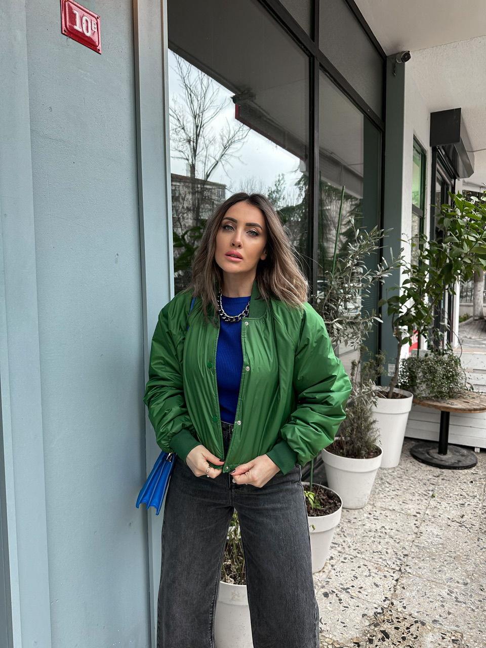 Yeşil  Kısa Bomber Ceket