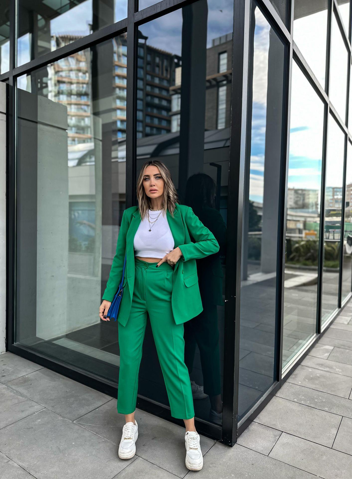 Yeşil Kruvaze Blazer Ceket