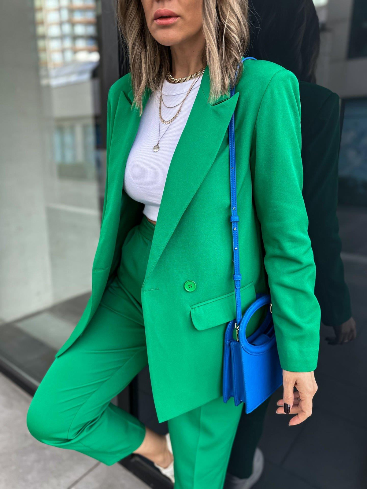 Yeşil Kruvaze Blazer Ceket