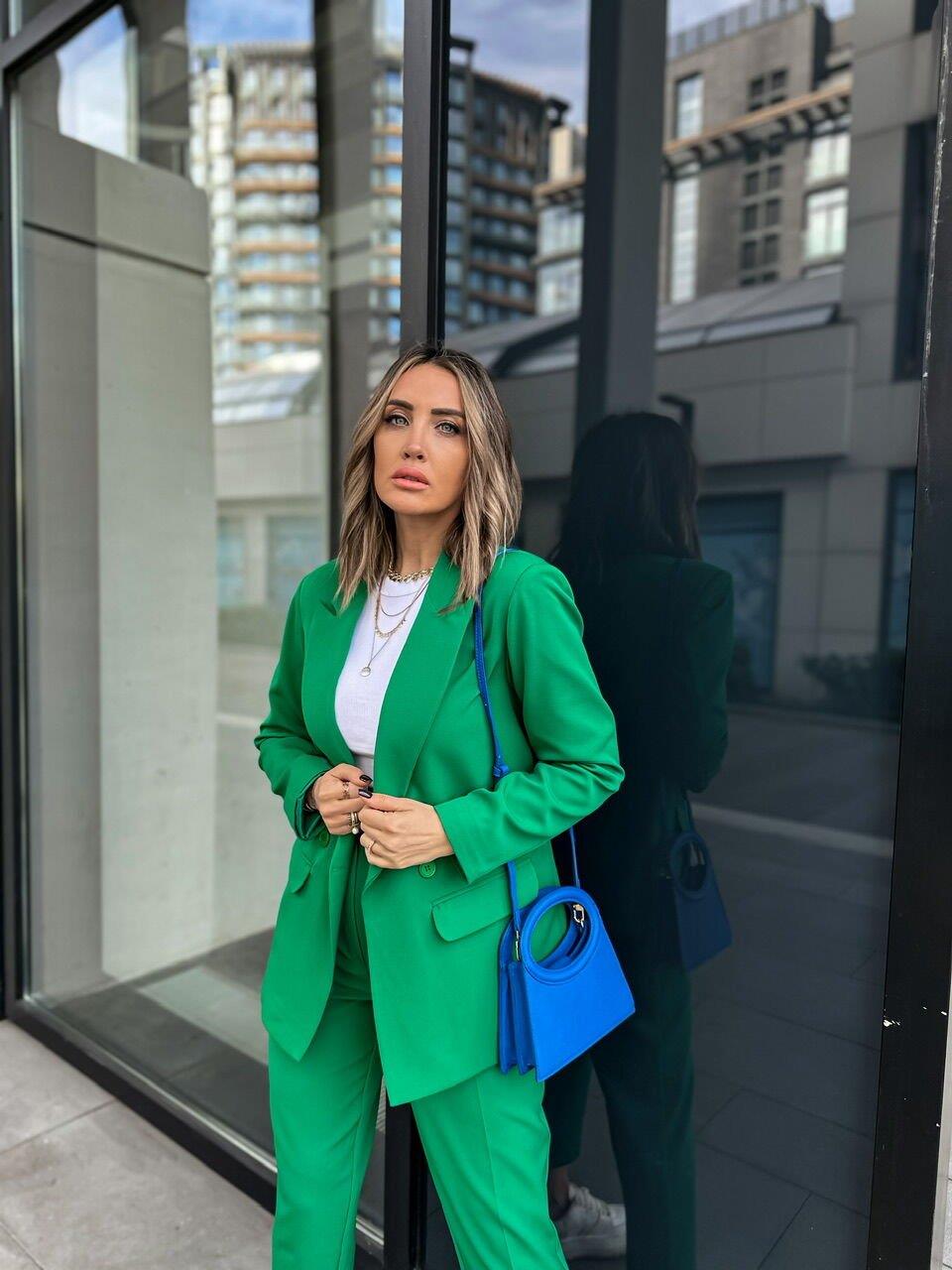 Yeşil Kruvaze Blazer Ceket