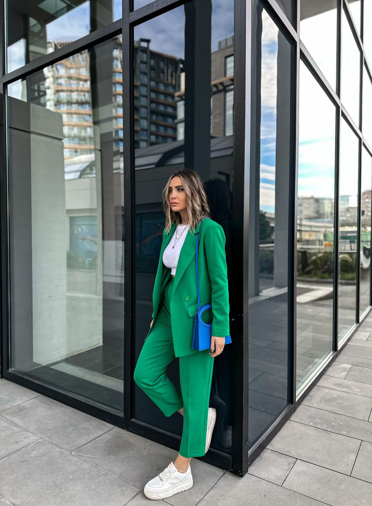 Yeşil Kruvaze Blazer Ceket