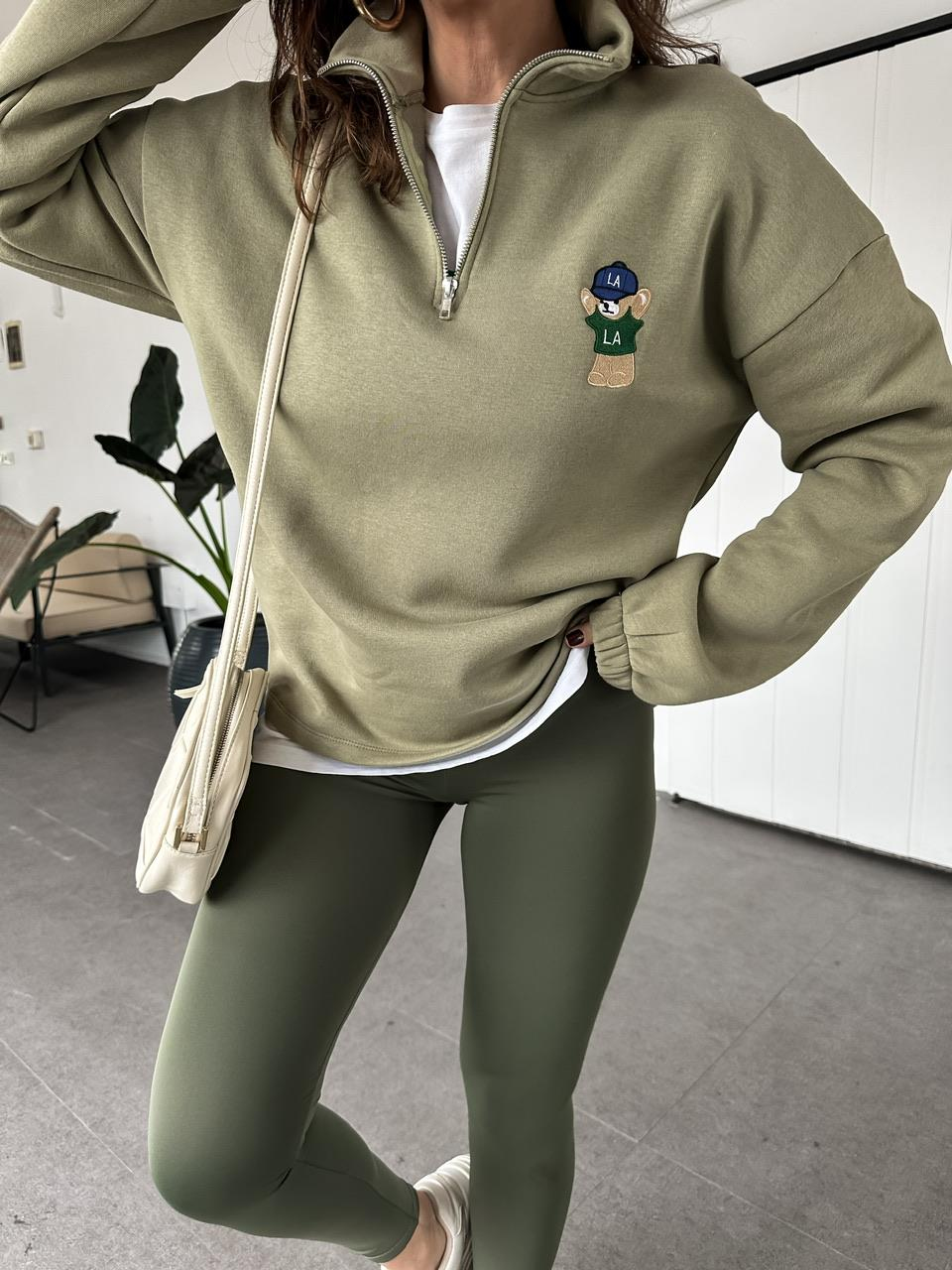 Yeşil LA Ayıcıklı Sweatshirt