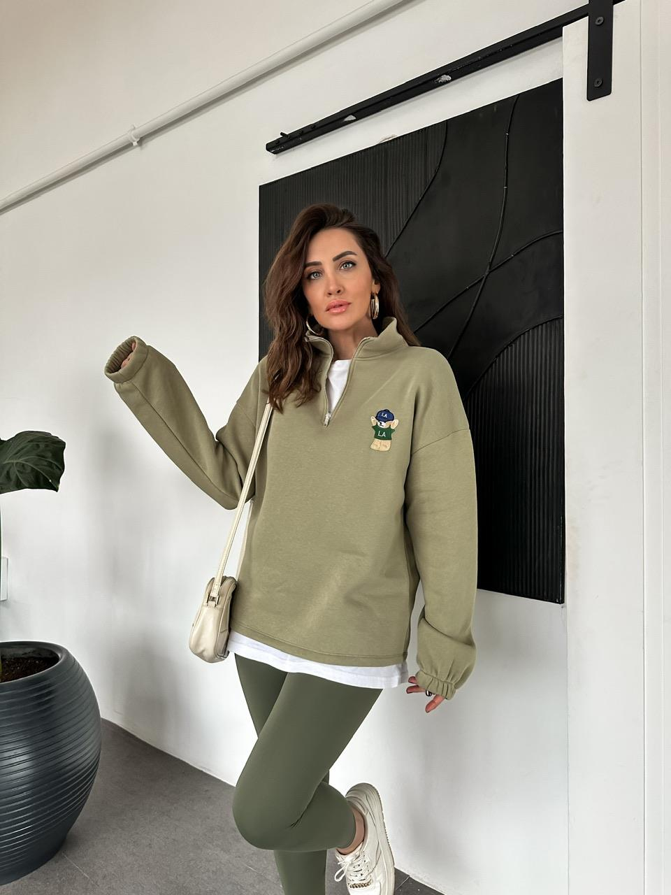 Yeşil LA Ayıcıklı Sweatshirt