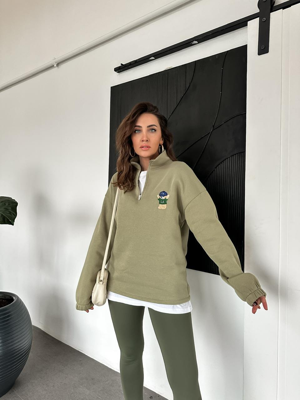 Yeşil LA Ayıcıklı Sweatshirt